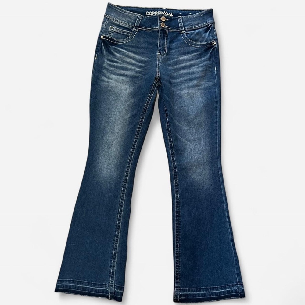 Women's Copper Flash Blue Y2K Denim Jeans Mid-rise